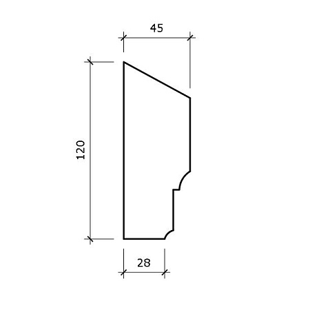 Цокольный карниз КЦ10 120x45х2000